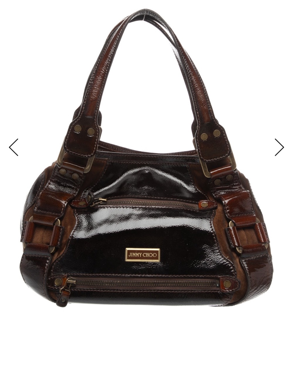 Jimmy Choo Dark Brown Patent /Leather Shoulder Bag adorable everyday bag 💼
